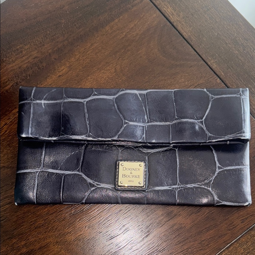 Dooney & Bourke Black Crocodile Embossed Clutch